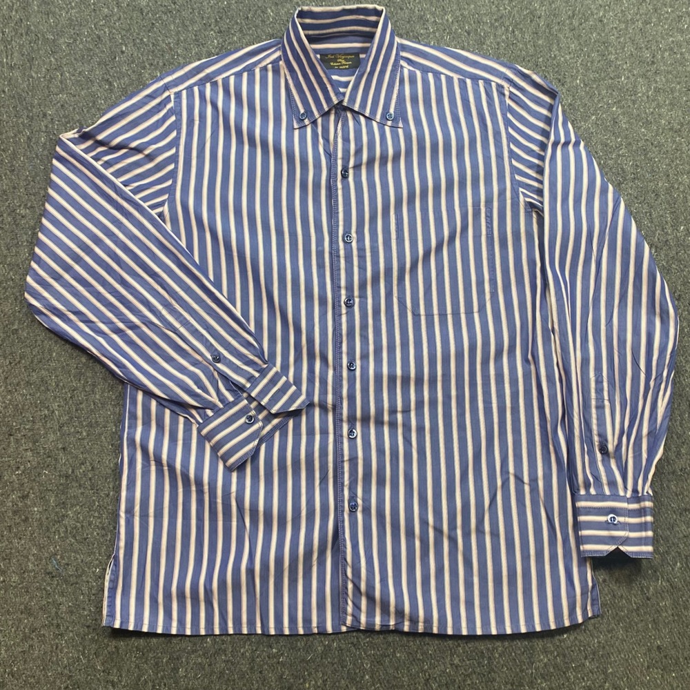 Joel Varjacques Marol Shirt Sz L Mens Blue Striped Button Down Paris Collection